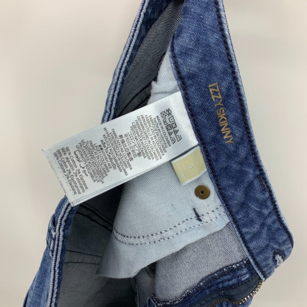 Michael Kors Jeans Izzy Skinny Blue Denim Raw Fray Hem Mid Rise - Picture 9 of 9